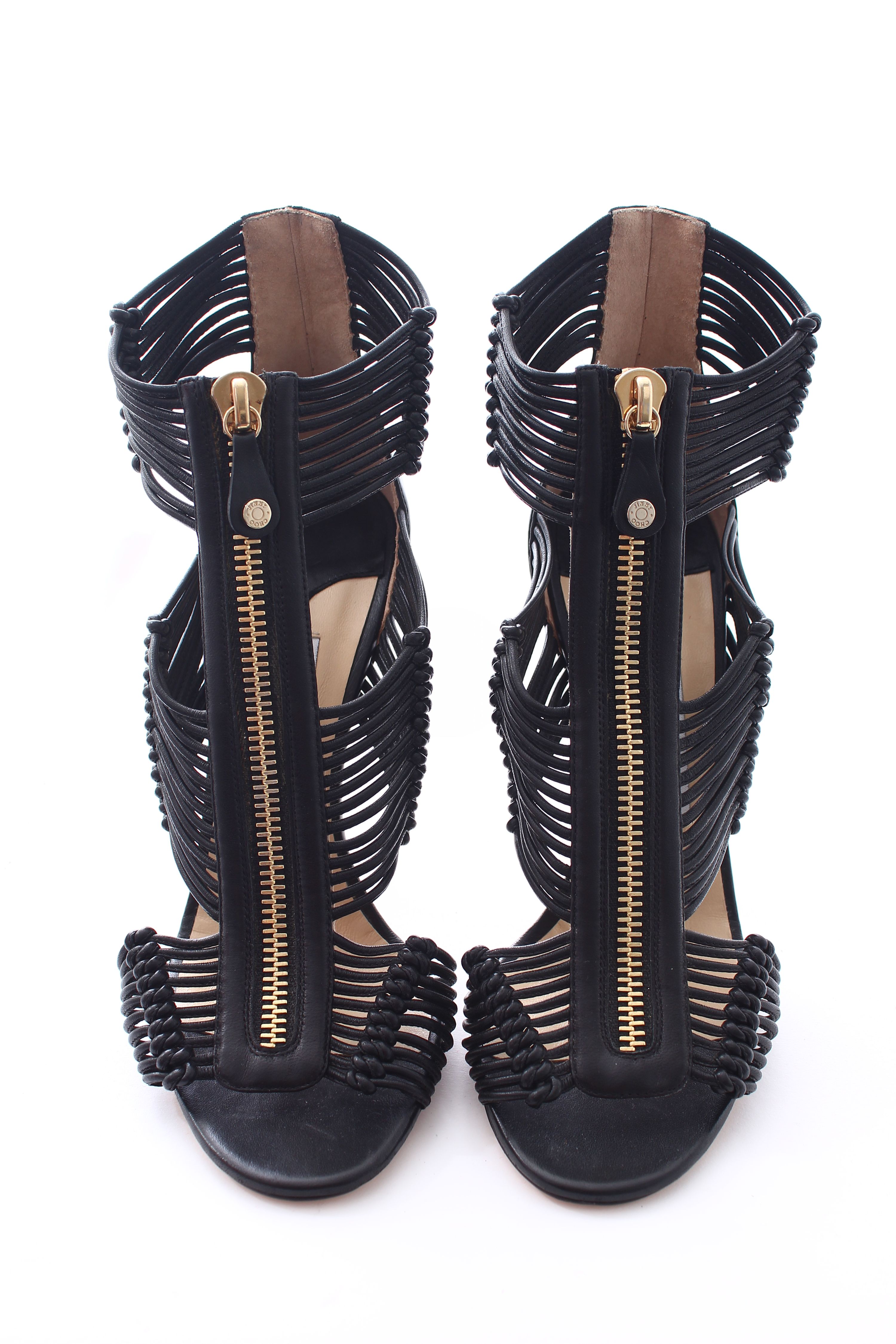 Jimmy Choo Black corded leather heeled sandals Size 40