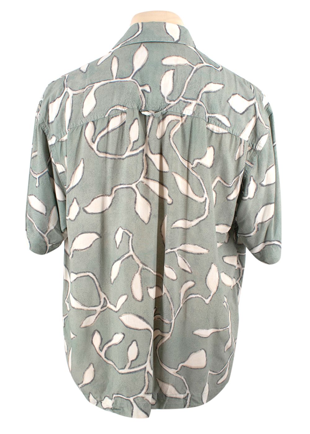 Men's Preowned Jacquemus La Chemise Jean Leaf Print Short Sleeve Shirt Size S Green viscose