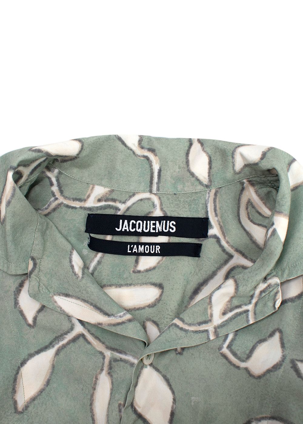 Men's Preowned Jacquemus La Chemise Jean Leaf Print Short Sleeve Shirt Size S Green viscose