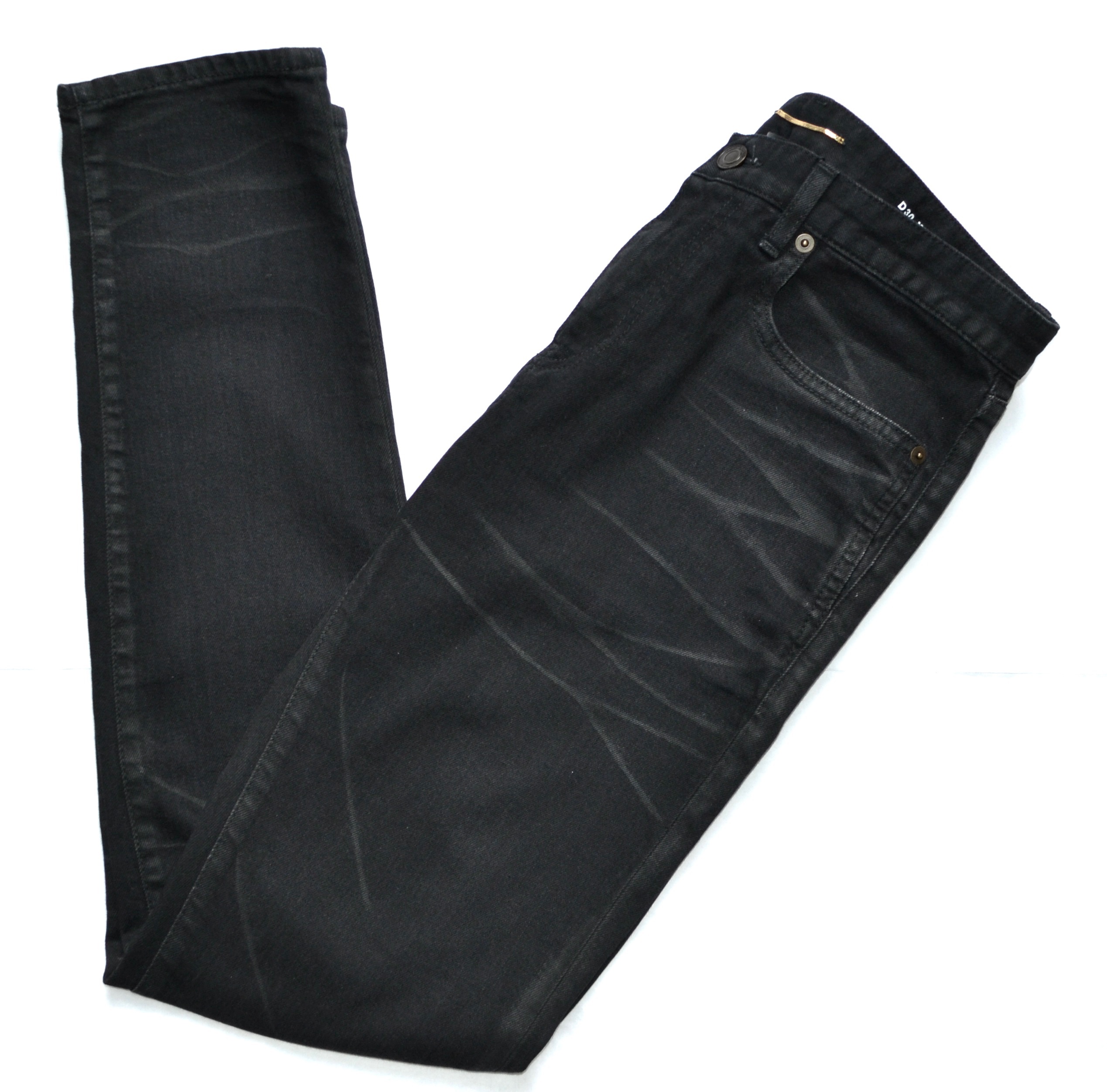 Preowned Saint Laurent Black Distressed Washed Skinny Jeans Size 27/69 cotton/elastane