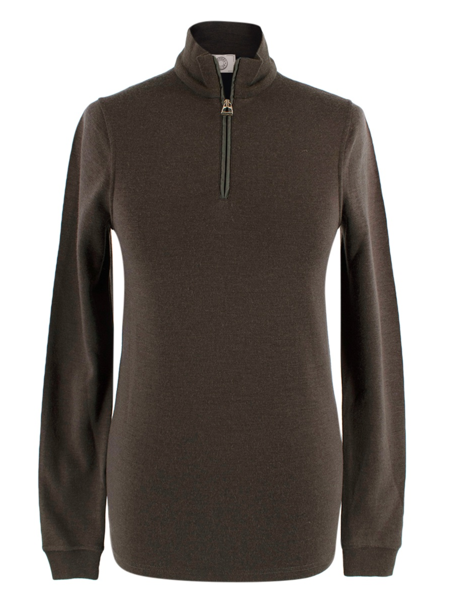 Hermes Wool Blend Brown Half-Zip Jumper Size XXS