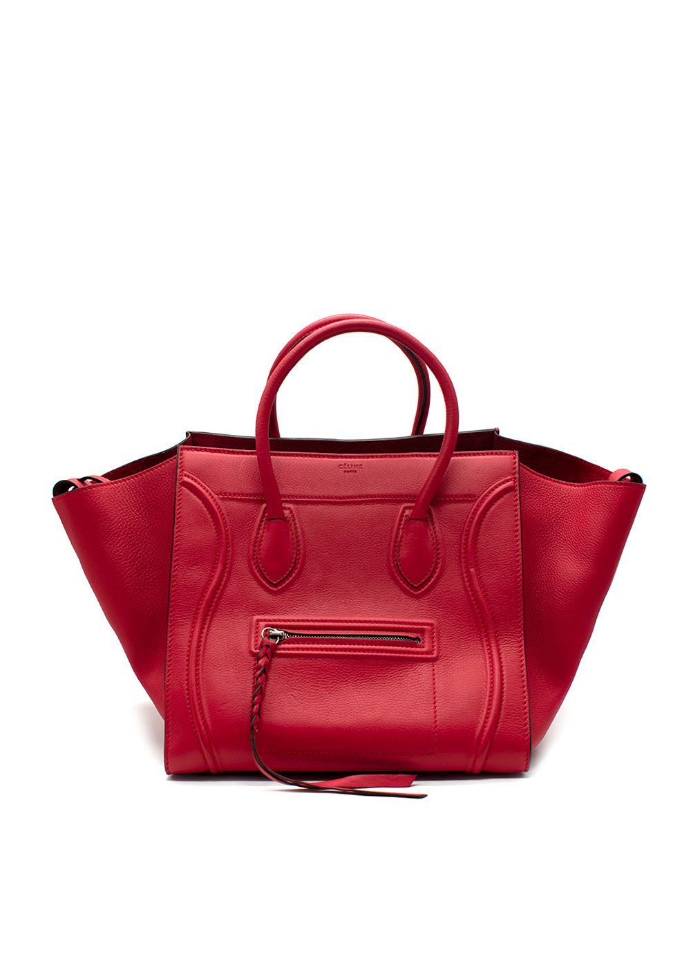 Preowned Celine Red Calfskin Luggage Tote calfskin leather