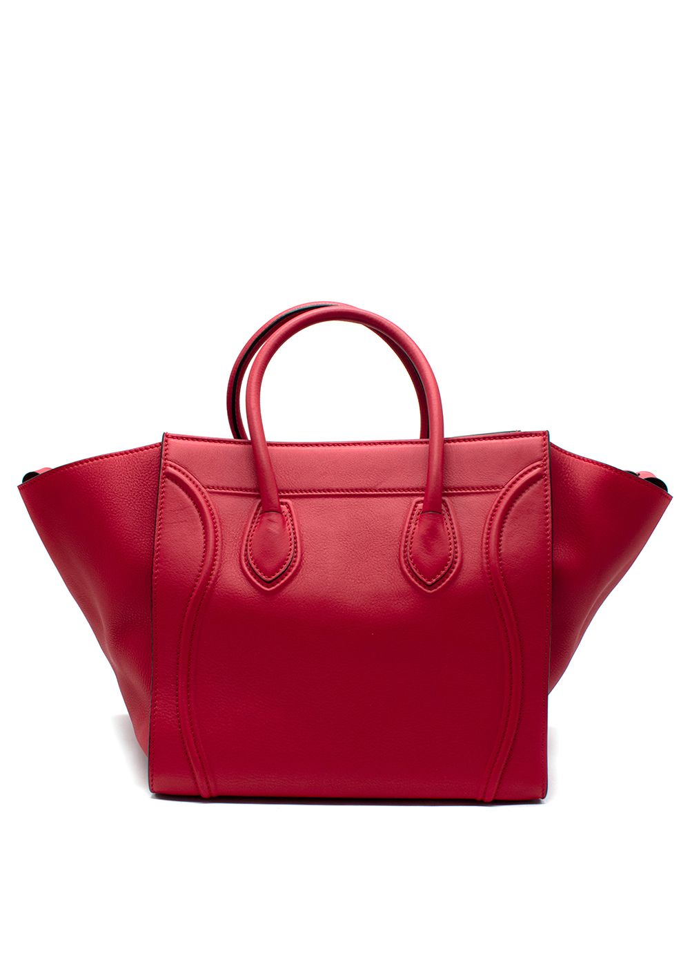 Preowned Celine Red Calfskin Luggage Tote calfskin leather