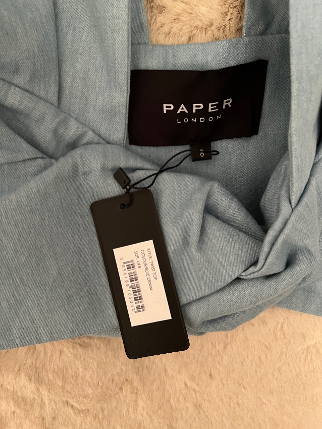 Paper London Plage Twist Top in Nichol Blue Size S linen