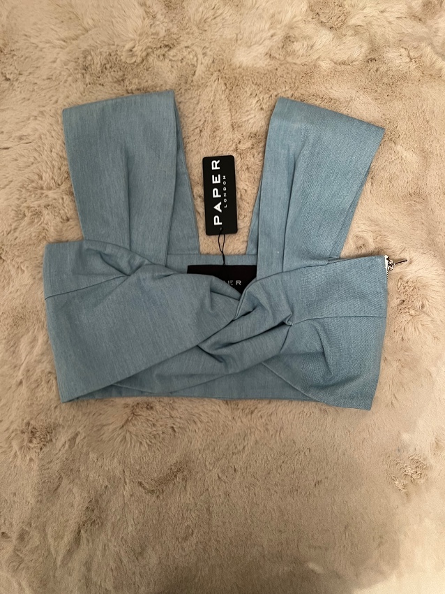 Paper London Plage Twist Top in Nichol Blue Size S linen