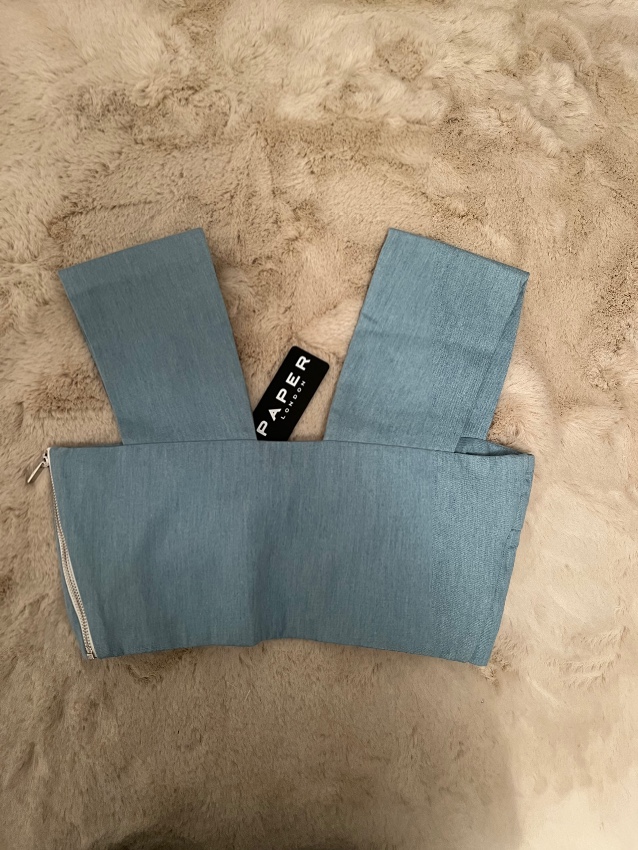 Paper London Plage Twist Top in Nichol Blue Size S linen