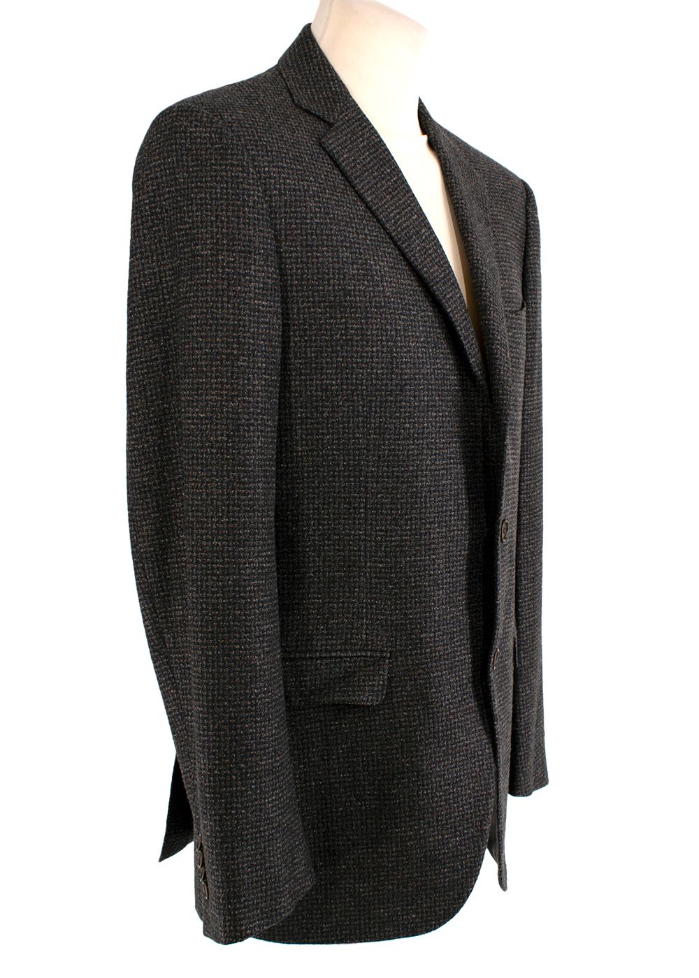 Men's Preowned Canali Tweed Single-Breasted Tailored Jacket Size L Brown