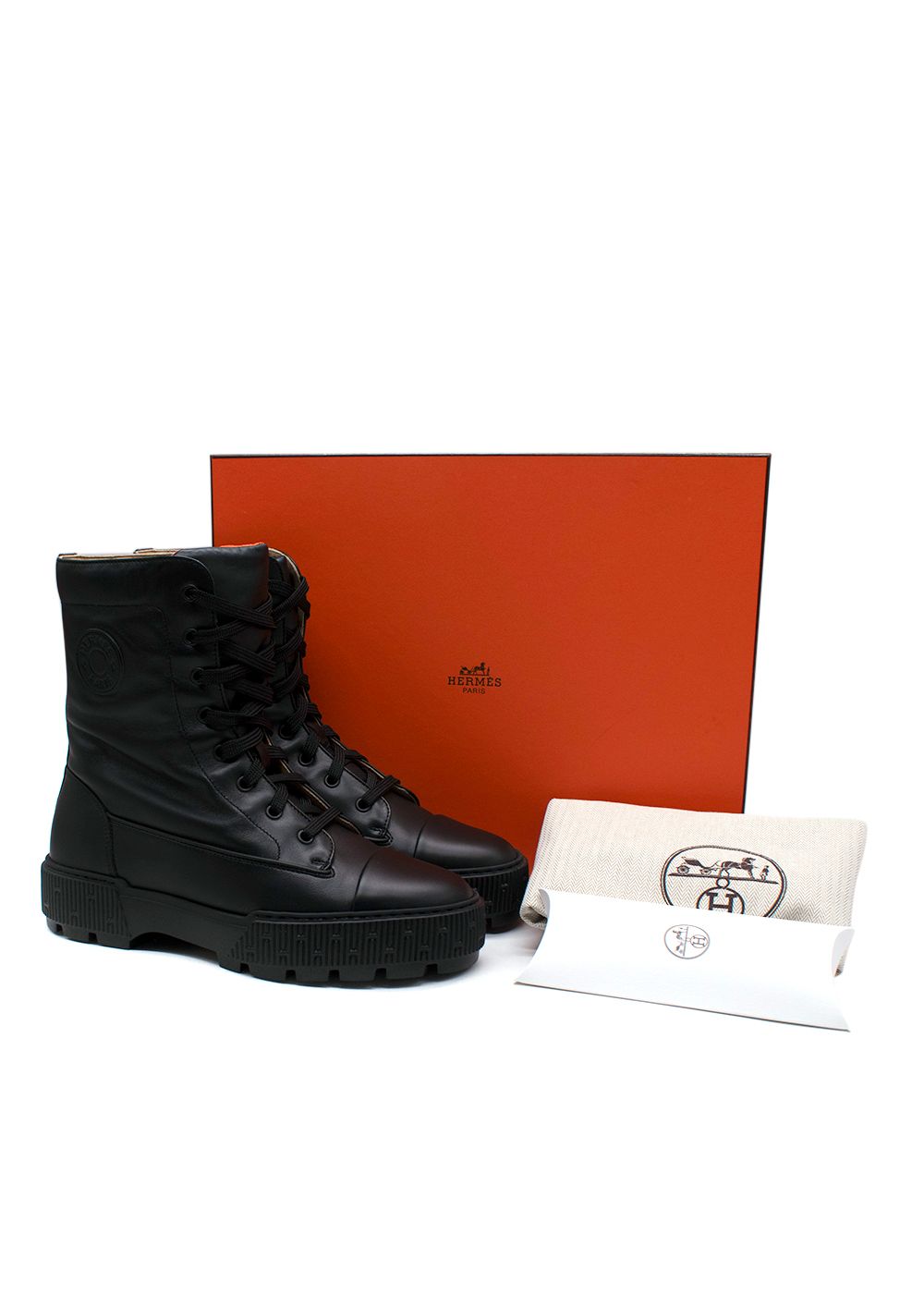 Hermes Black Leather Fresh Ankle Boots Size 39