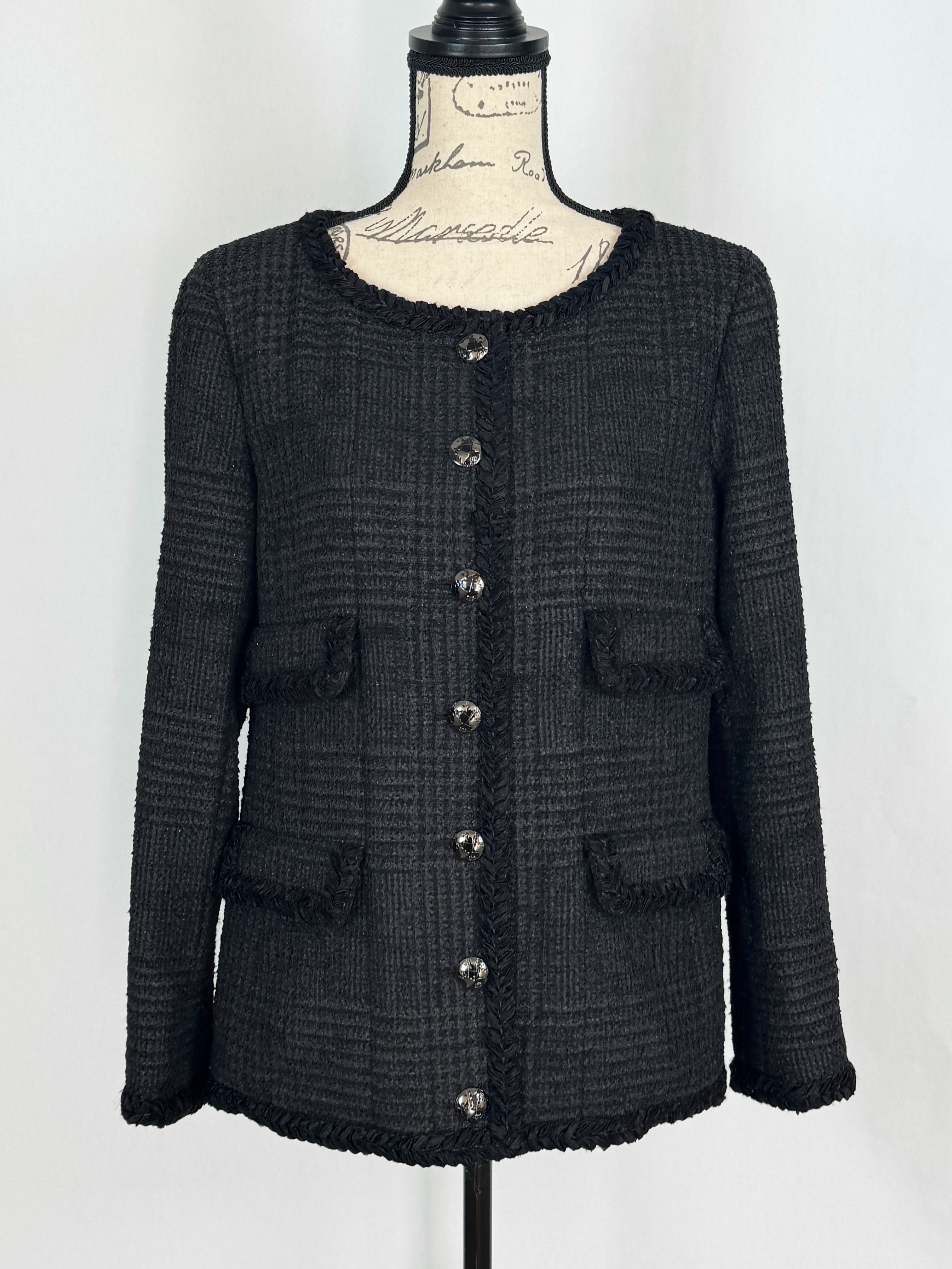 Chanel Globalization Collection Black Tweed Jacket Size M