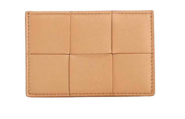 Preowned Bottega Veneta Beige Intrecciato Leather Card Holder