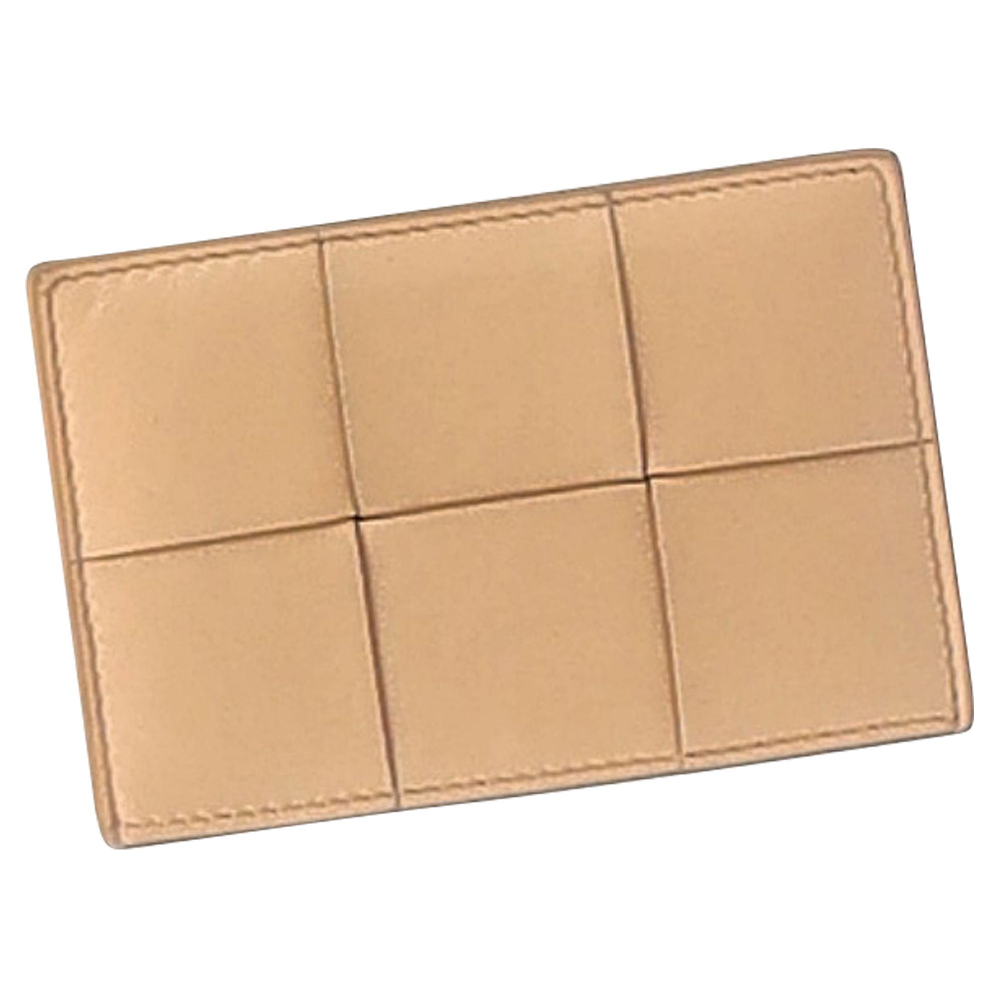 Preowned Bottega Veneta Beige Intrecciato Leather Card Holder