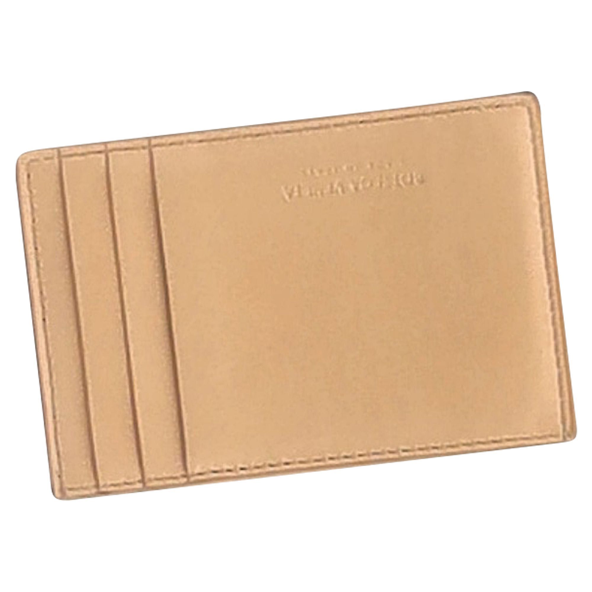 Preowned Bottega Veneta Beige Intrecciato Leather Card Holder