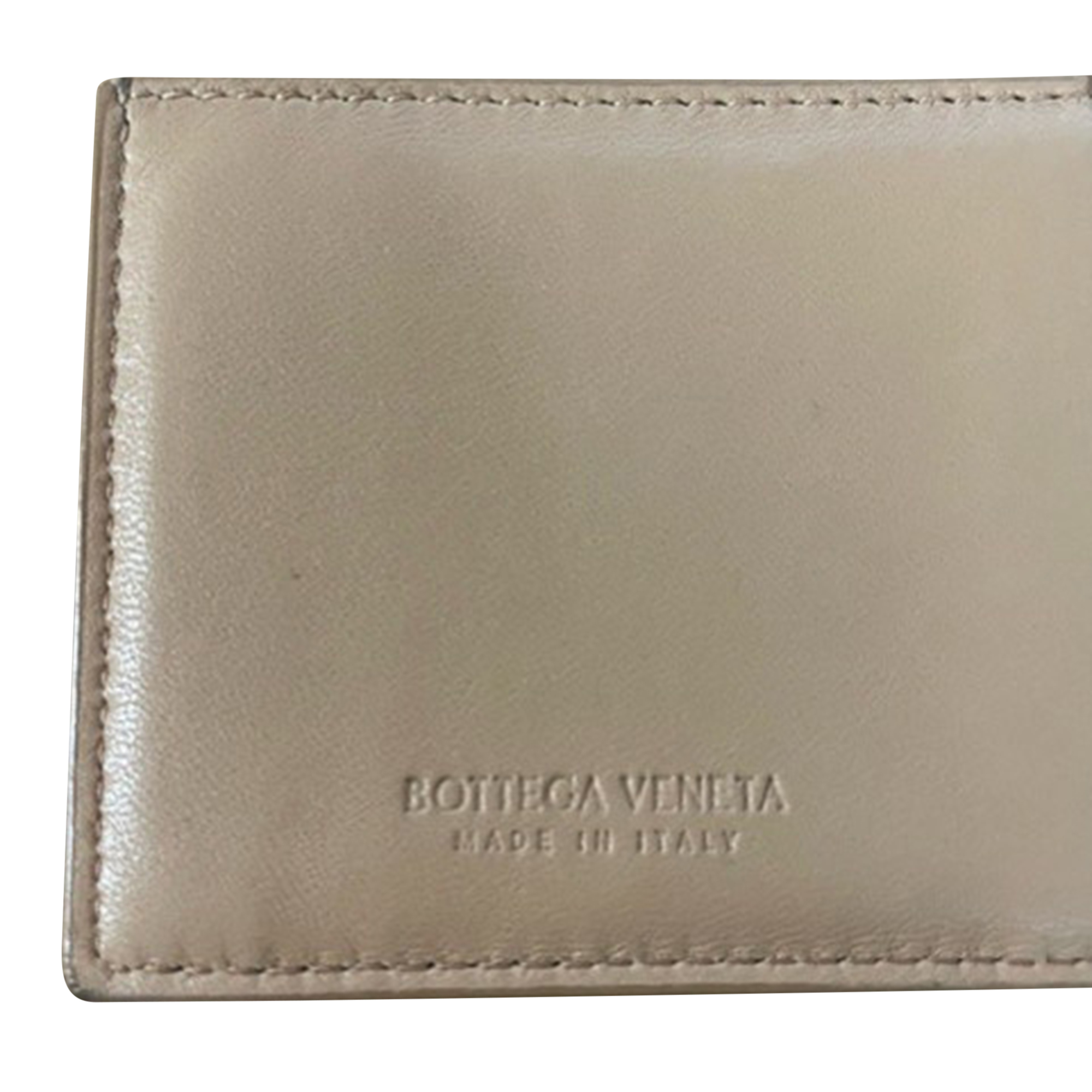 Preowned Bottega Veneta Beige Intrecciato Leather Card Holder