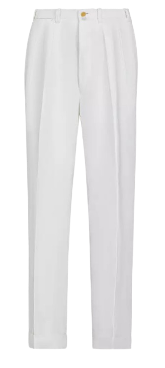 Men's Giuliva Heritage White Umberto Tailored Linen Trousers Size L