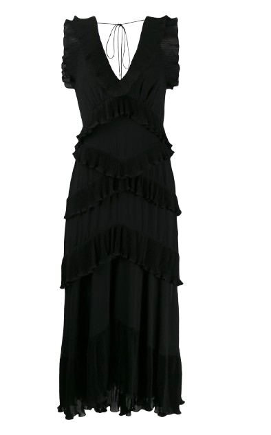 Preowned Zimmermann Black Silk Ruffled Dress Size S poyster