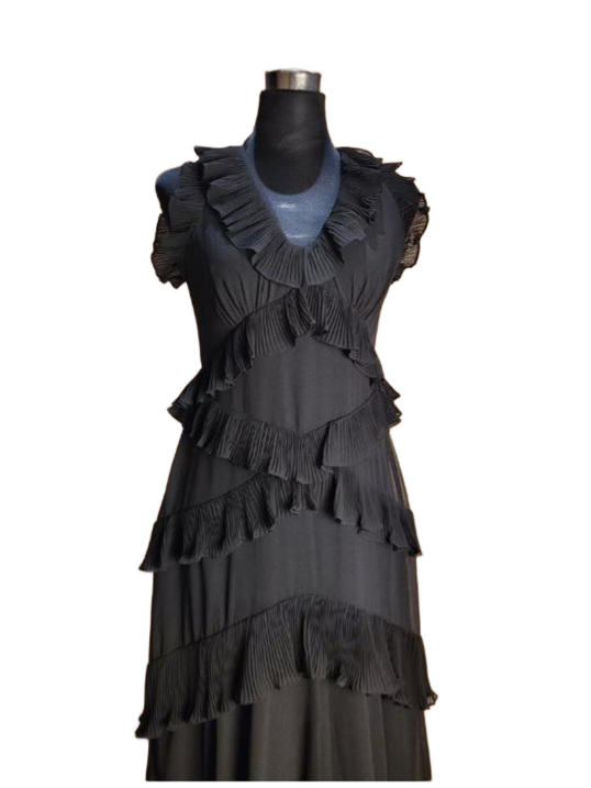 Preowned Zimmermann Black Silk Ruffled Dress Size S poyster