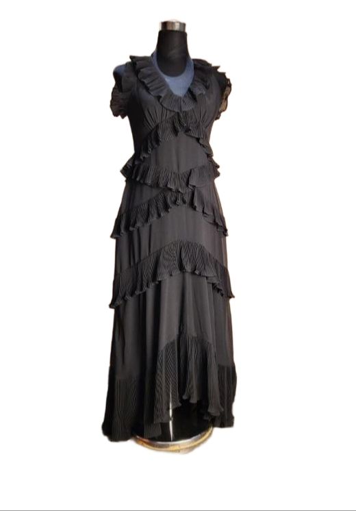 Preowned Zimmermann Black Silk Ruffled Dress Size S poyster