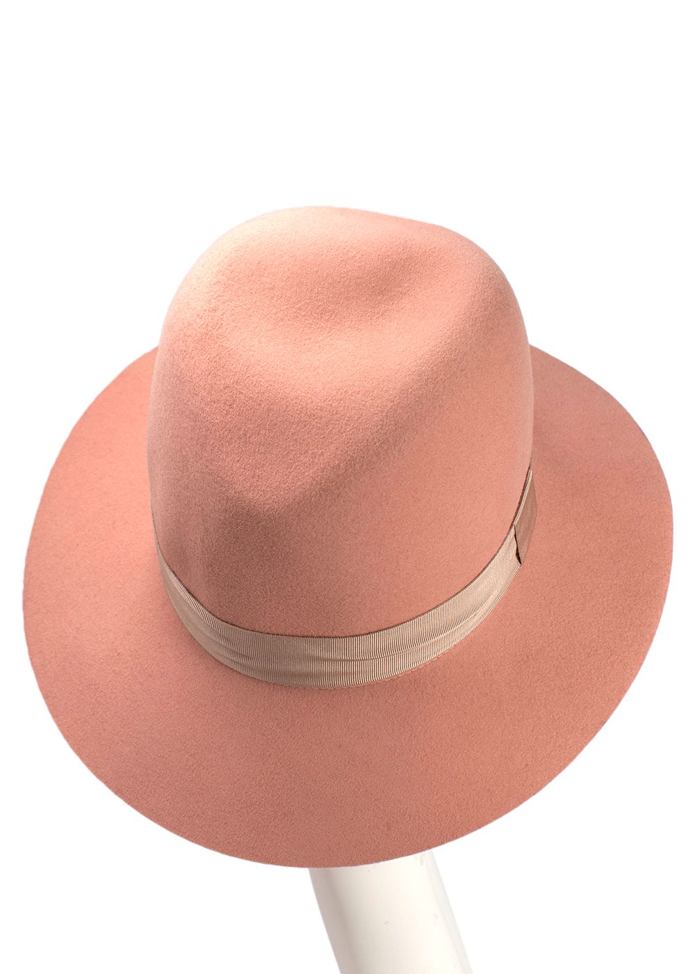 Preowned Rag  Bone Peach Wool Felt Fedora Hat Size M pink