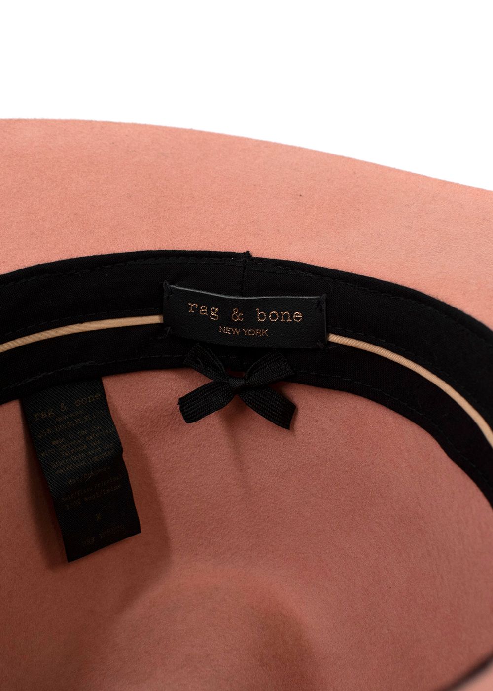 Preowned Rag  Bone Peach Wool Felt Fedora Hat Size M pink