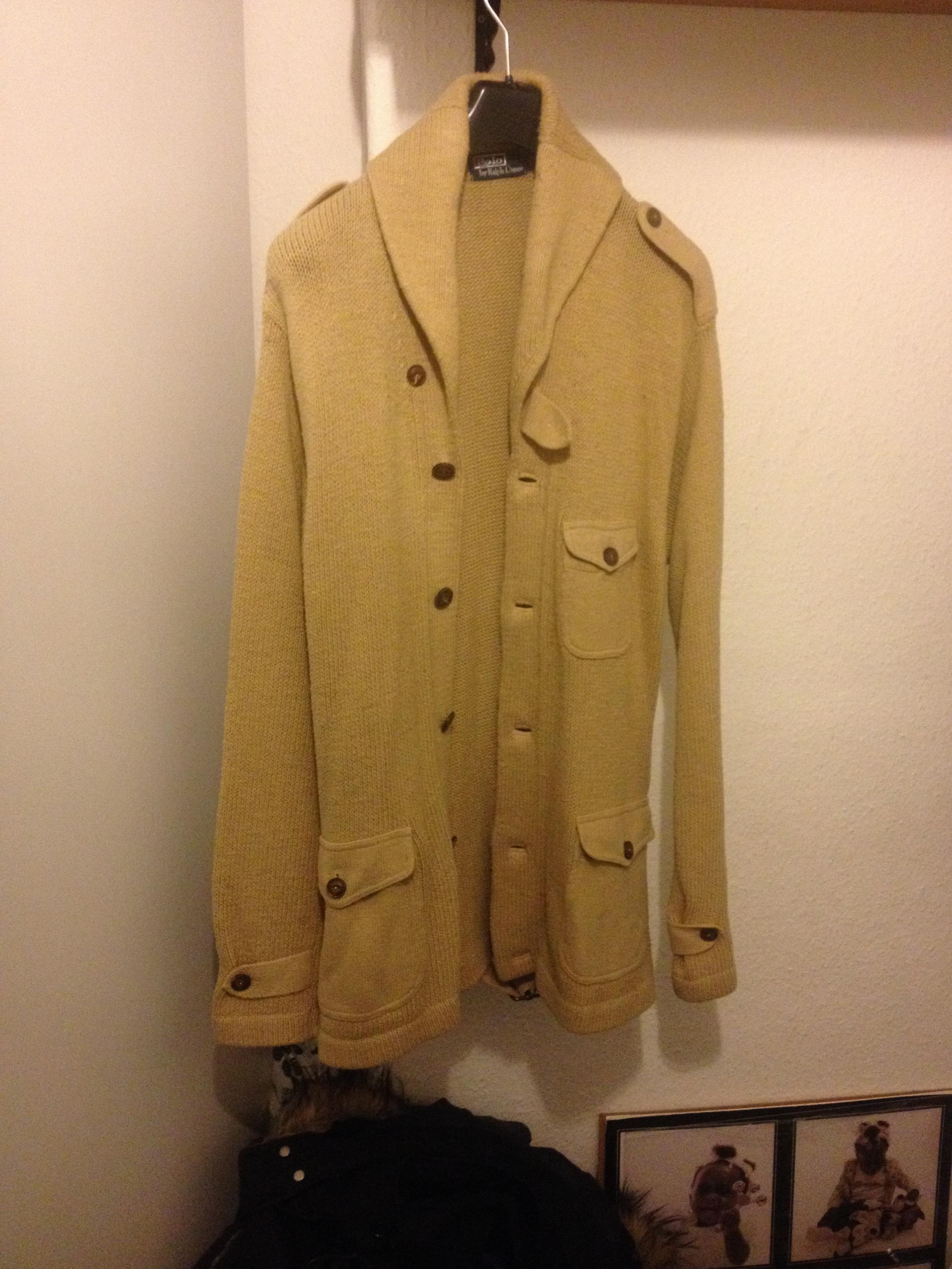 Polo Ralph Lauren golden beige marksman belted cowl neck cardigan Size L