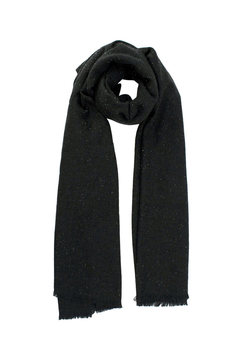 Bespoke Black Embellished Cashmere Blend Scarf