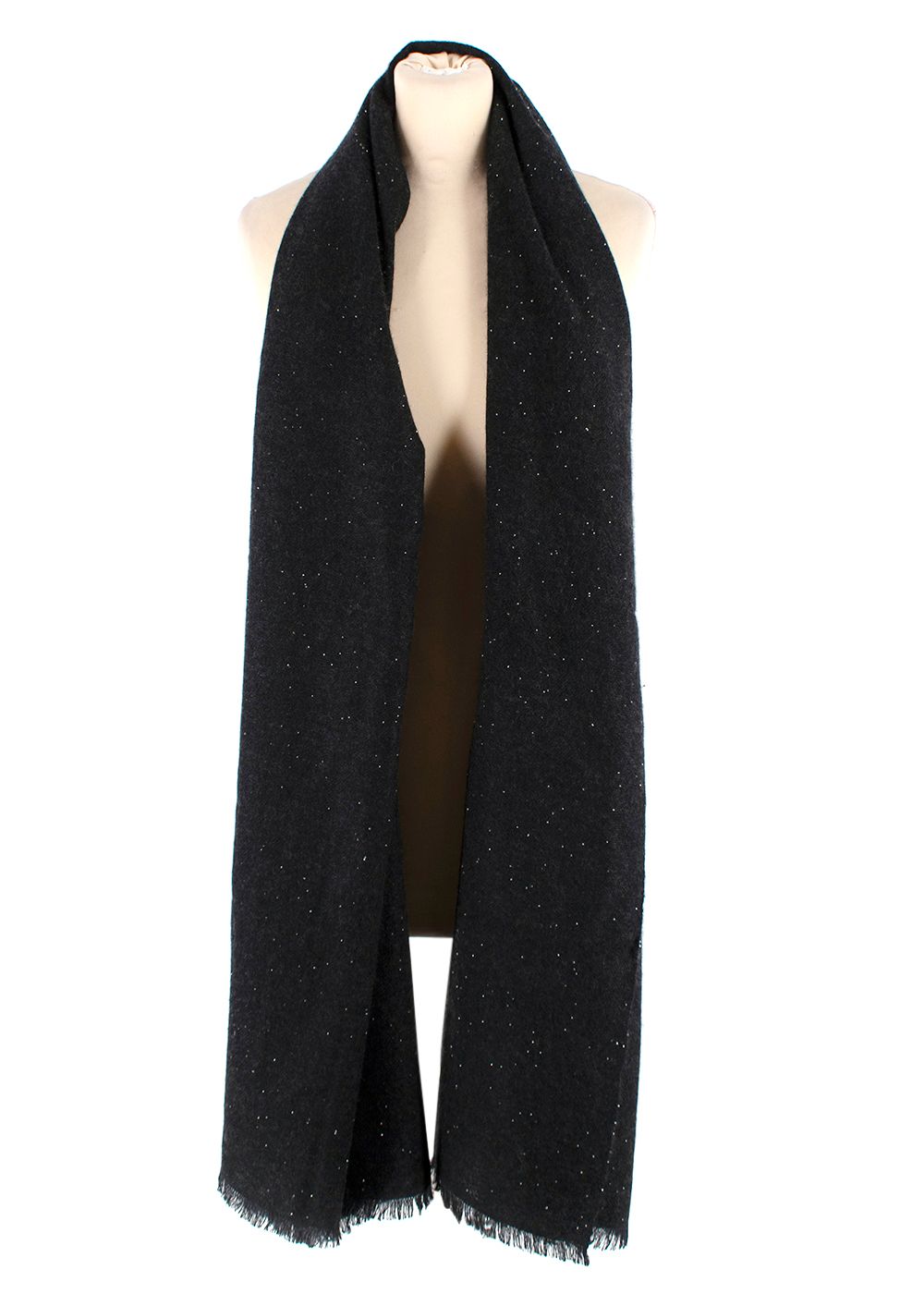 Bespoke Black Embellished Cashmere Blend Scarf