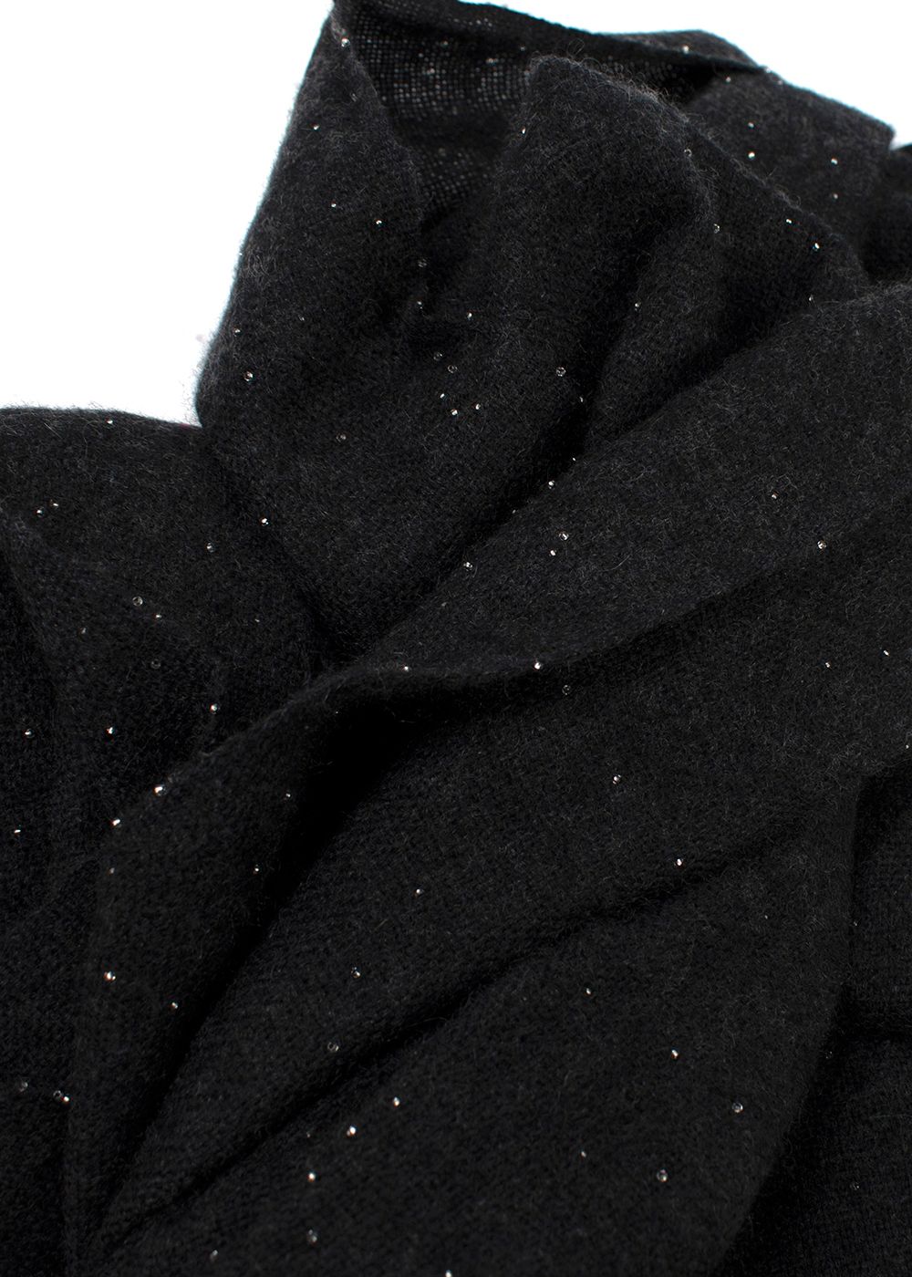 Bespoke Black Embellished Cashmere Blend Scarf