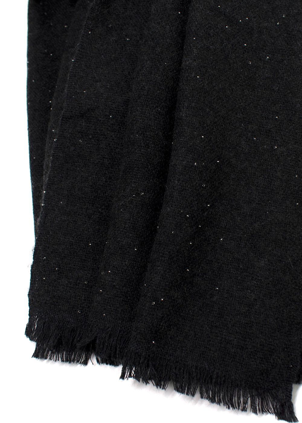 Bespoke Black Embellished Cashmere Blend Scarf