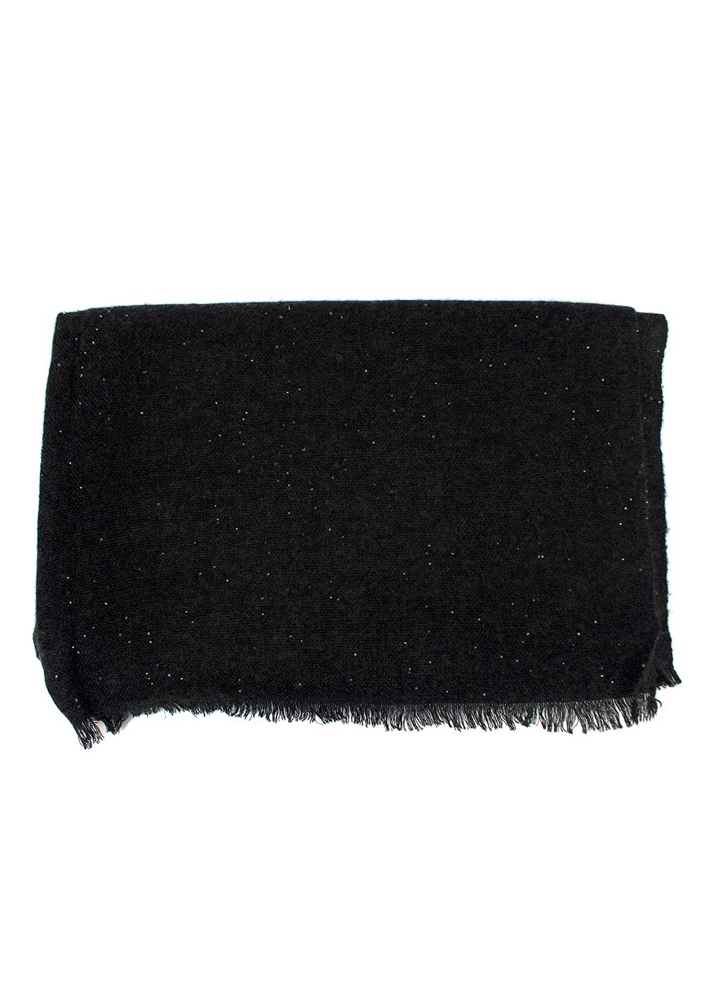 Bespoke Black Embellished Cashmere Blend Scarf