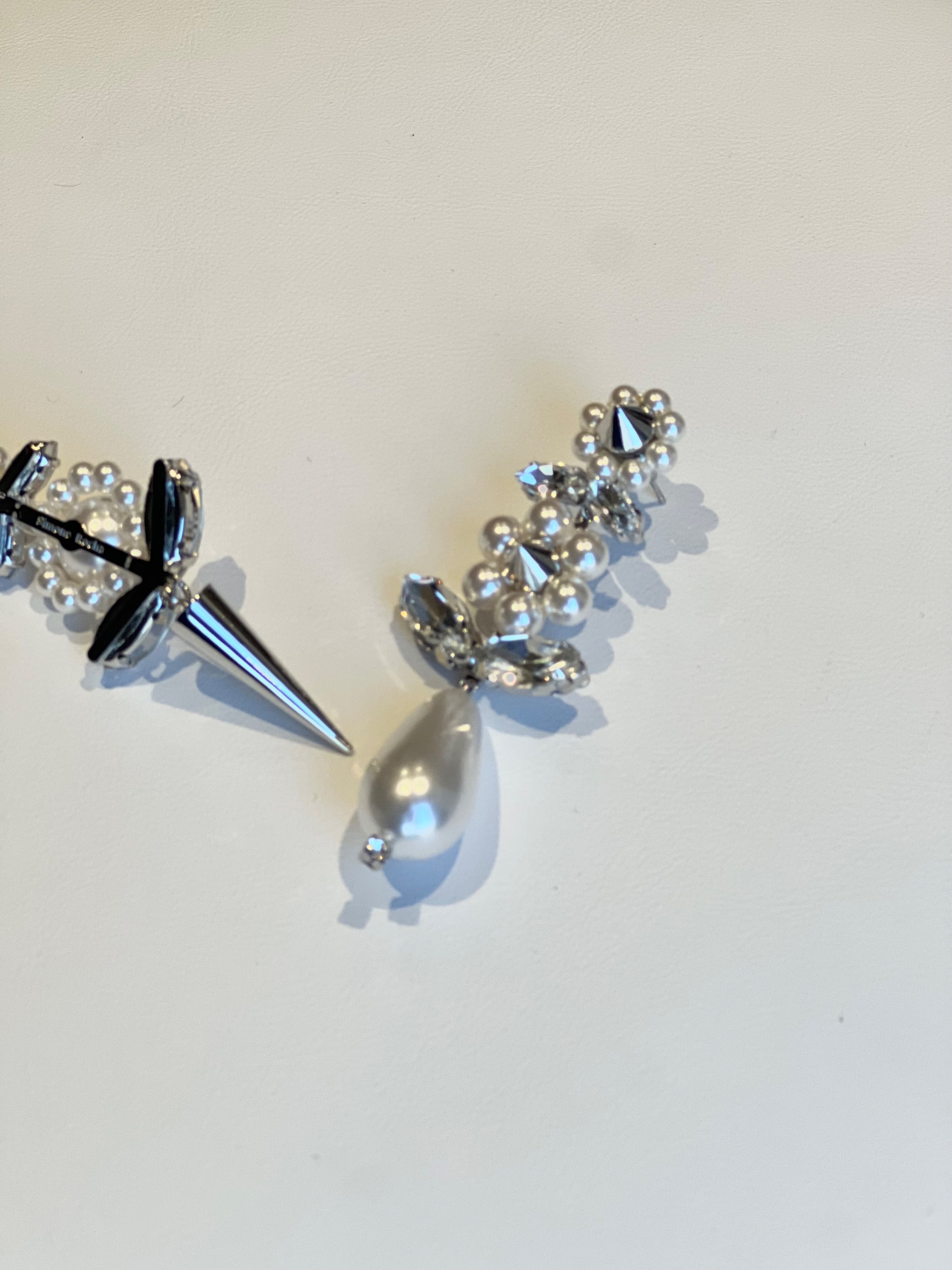 Preowned Simone Rocha Pearl  Spike Earrings Silver silver/pearl