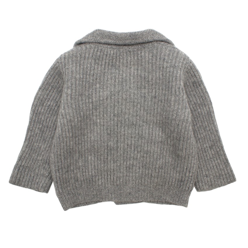 Boys Preowned Oscar Et Valentine 9M Grey Shawl Knit Cardigan Size 9-12 Months cashmere