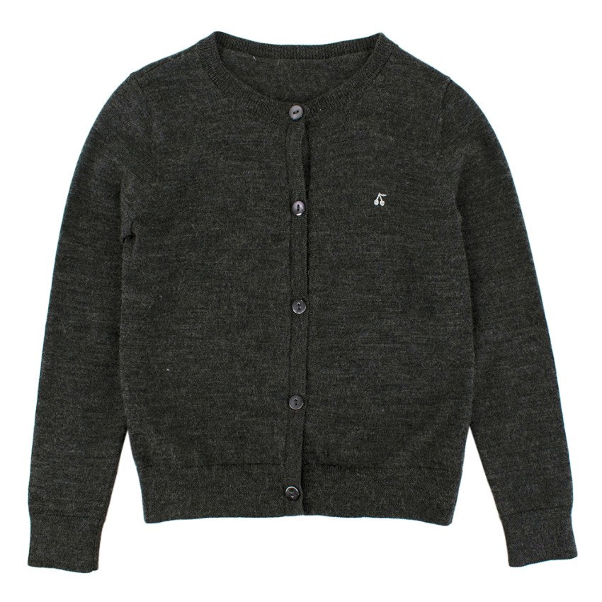 Boys Preowned Bonpoint Dark Grey Wool Cardigan Size 5 Years