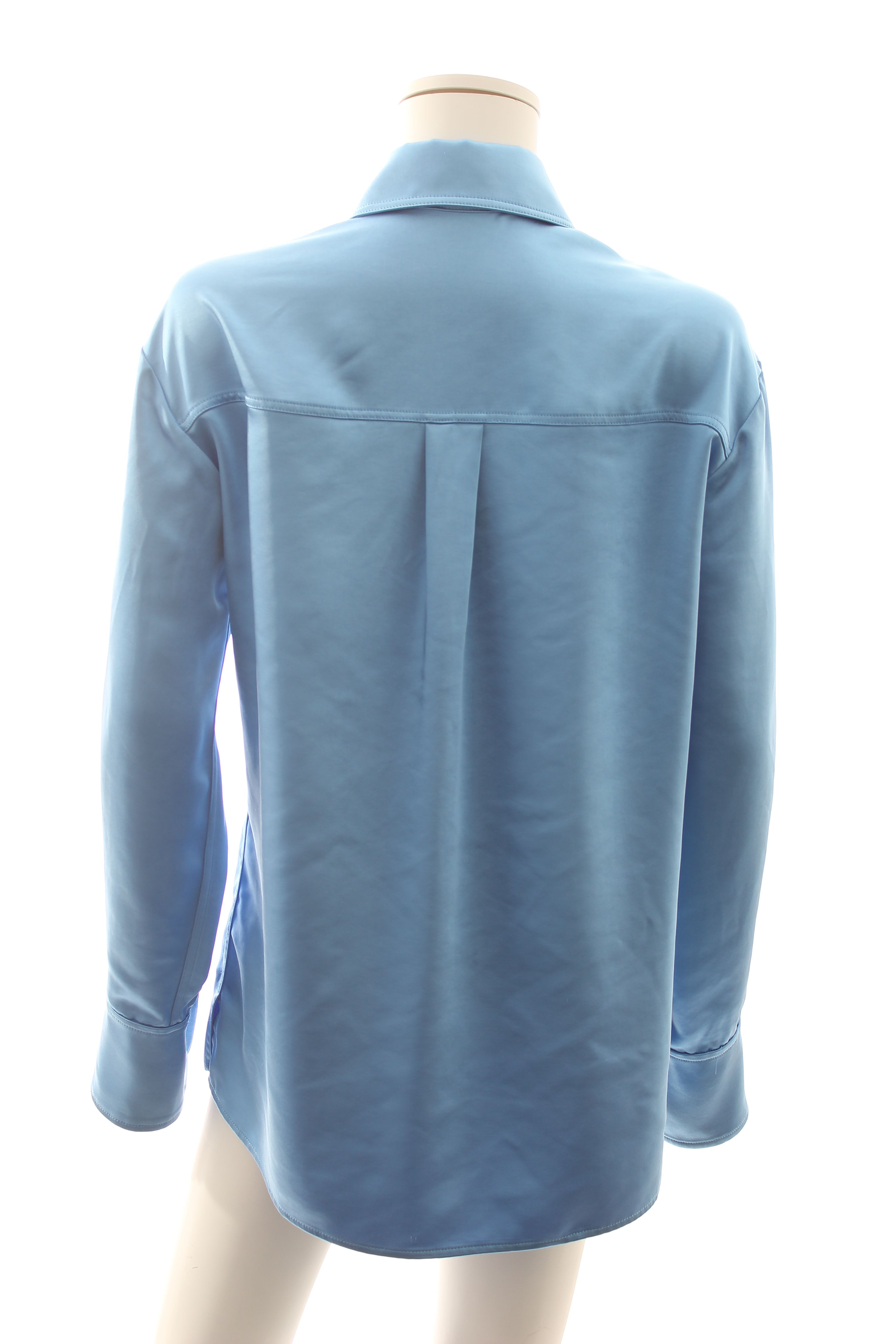 Preowned Jagger Blue Hammered-satin Shirt Size M polyester