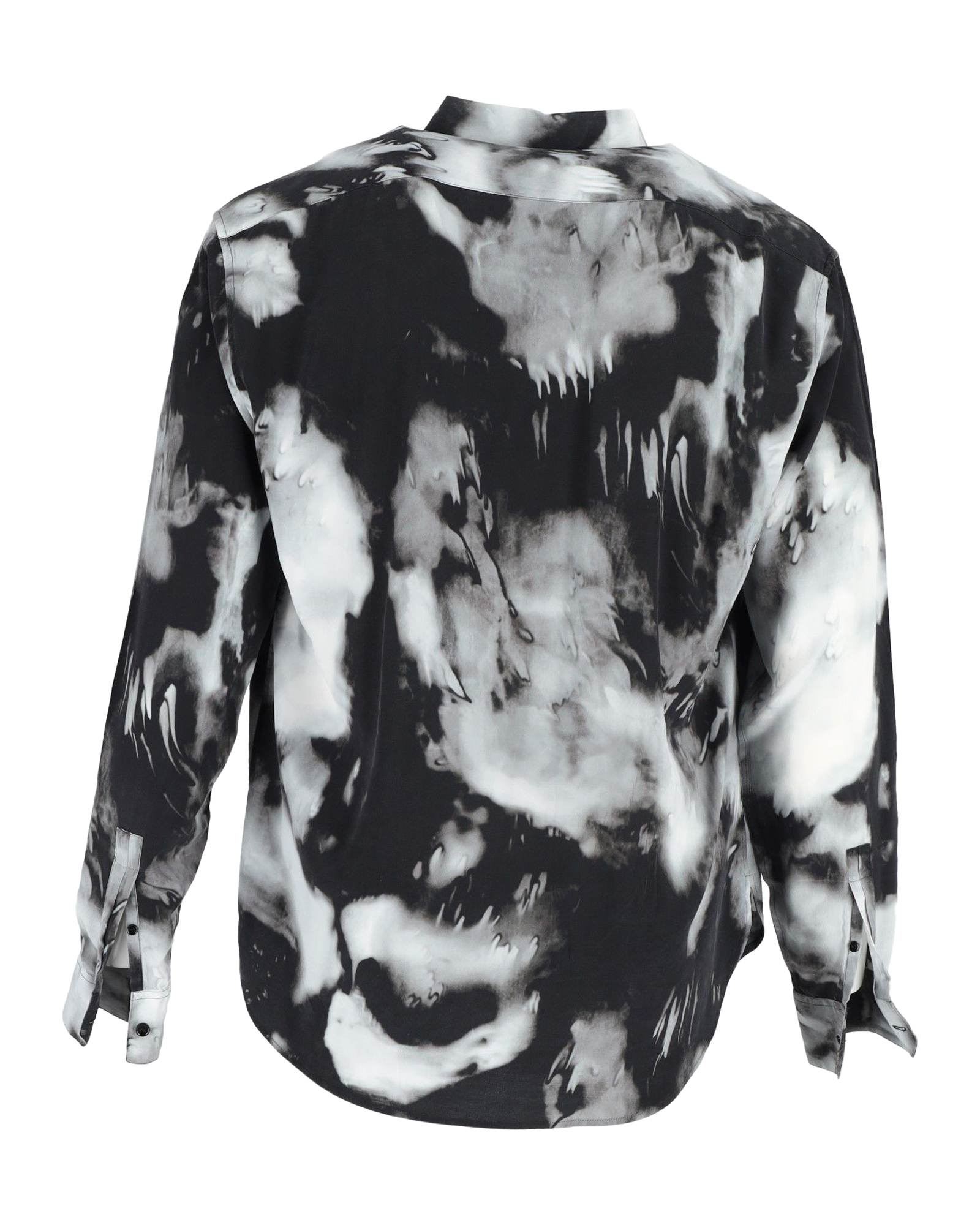 Men's Preowned Saint Laurent Black Tie-Dye Button-Up Shirt Size XXXL gray silk