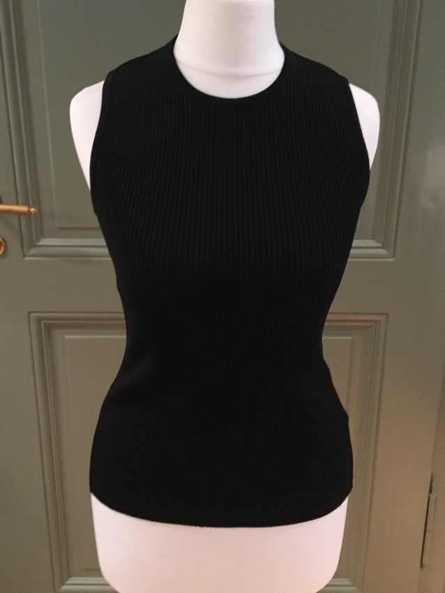 Preowned Hermes Black RIbbed Knit Stretch Sleeveless Top Size S viscose