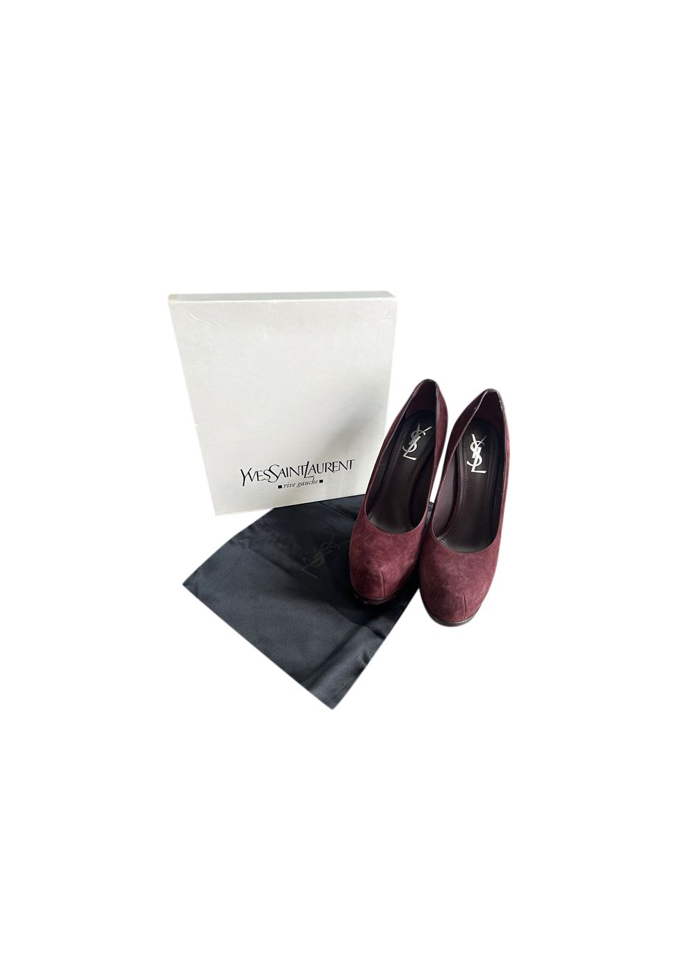 Preowned Saint Laurent Burgundy Suede Tribtoo Pumps Size 41