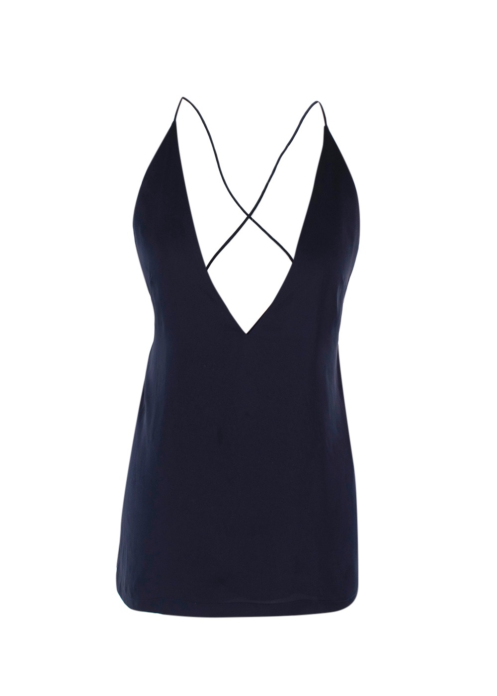 Preowned Dion Lee Navy Silk Fine Line Cami Top Navy Blue