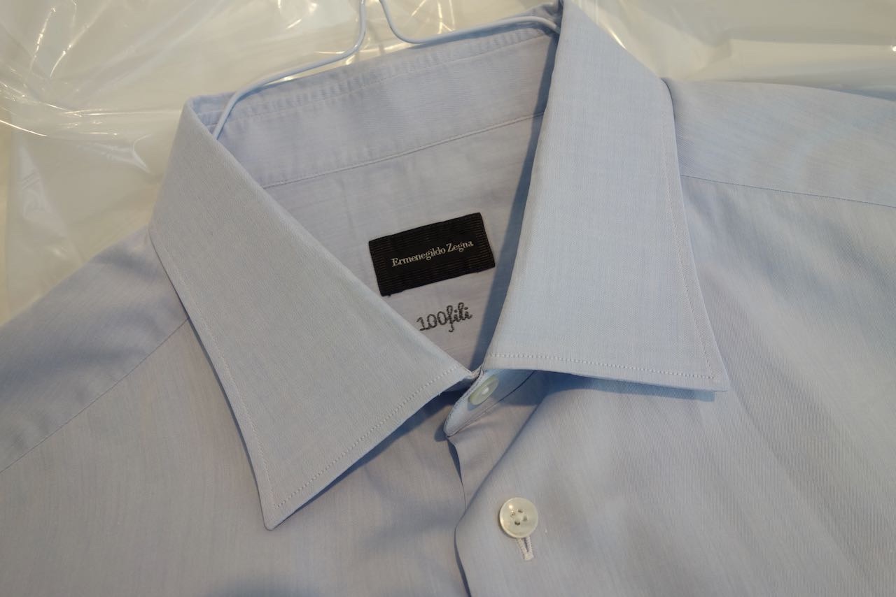 Men's Preowned Ermenegildo Zegna light blue cotton dress shirt Size M