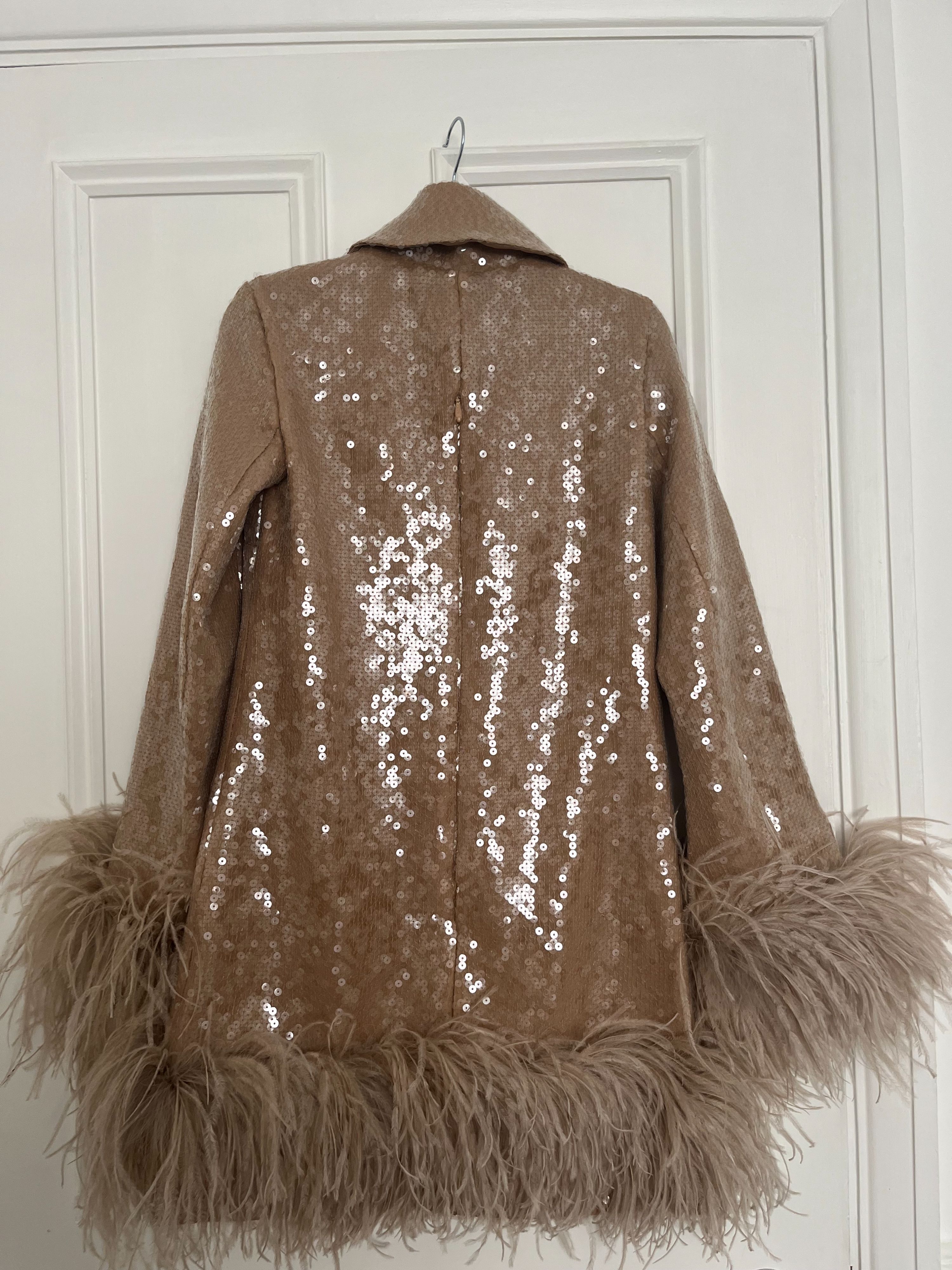 16Arlington Beige Sequin Michelle Mini Dress Size S