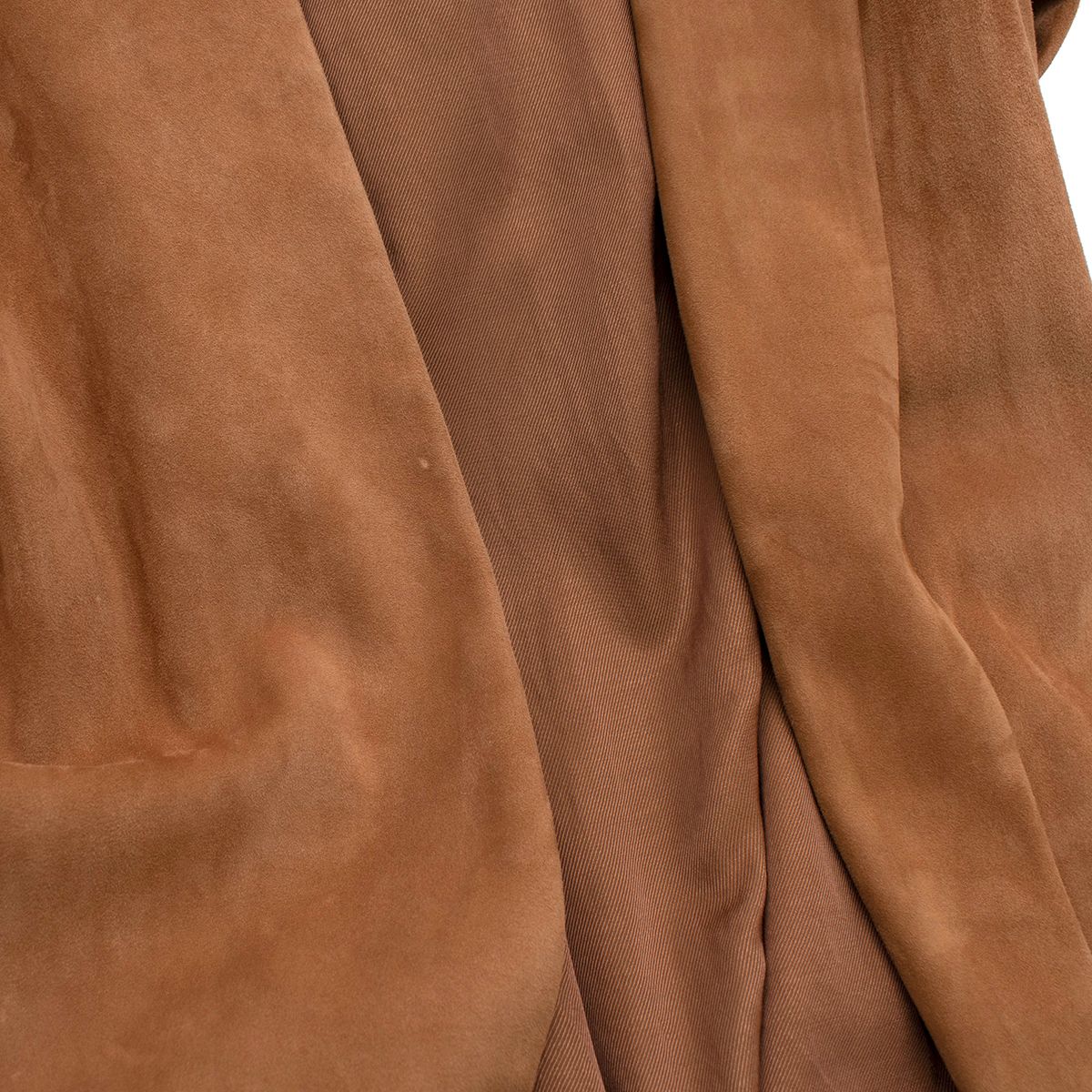 Preowned Balmain Tan Suede Self Tie Maxi Coat Size M viscose/cotton