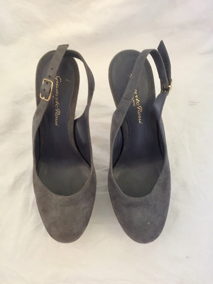 Preowned Gianvito Rossi Grey Suede Slingback Sandals Size 36