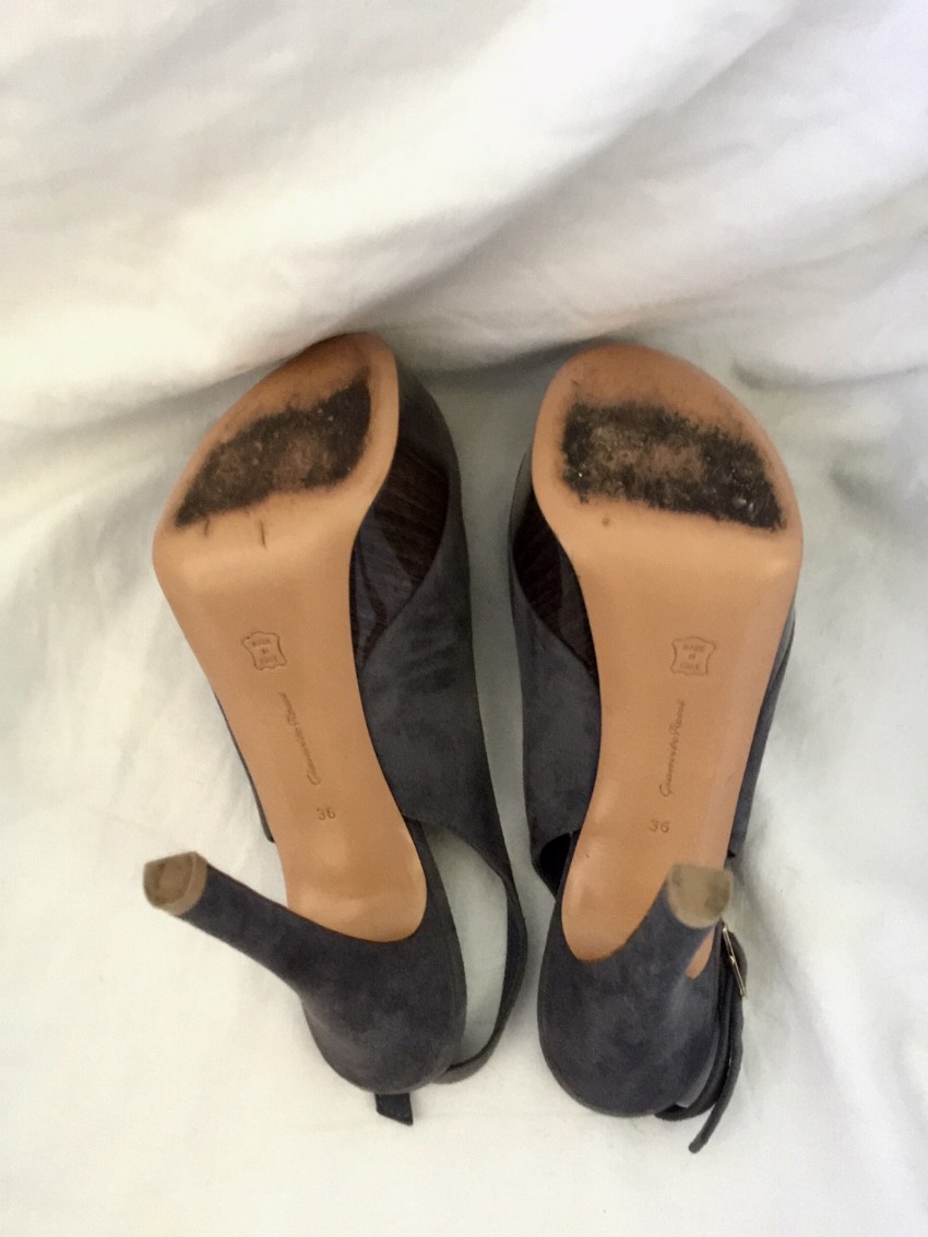 Preowned Gianvito Rossi Grey Suede Slingback Sandals Size 36