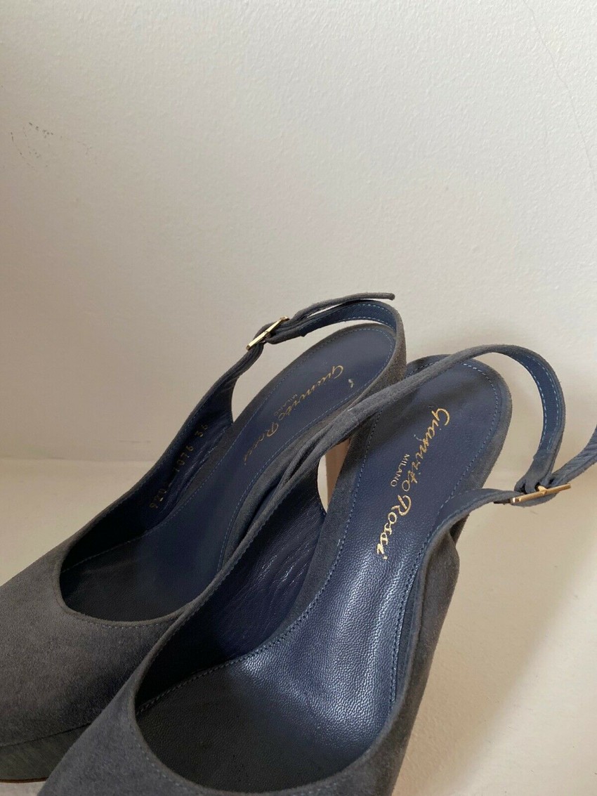 Preowned Gianvito Rossi Grey Suede Slingback Sandals Size 36