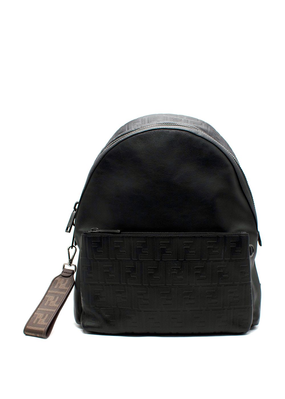 Men's Fendi Black Leather Zucca Embossed Backpack