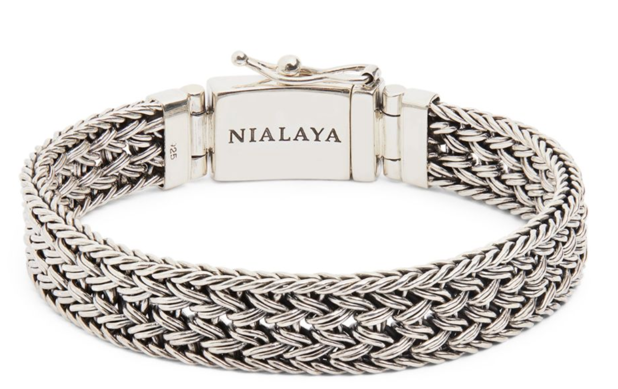 Men's Nialaya Jewelry Sterling Silver Braided Chain Bracelet Size L