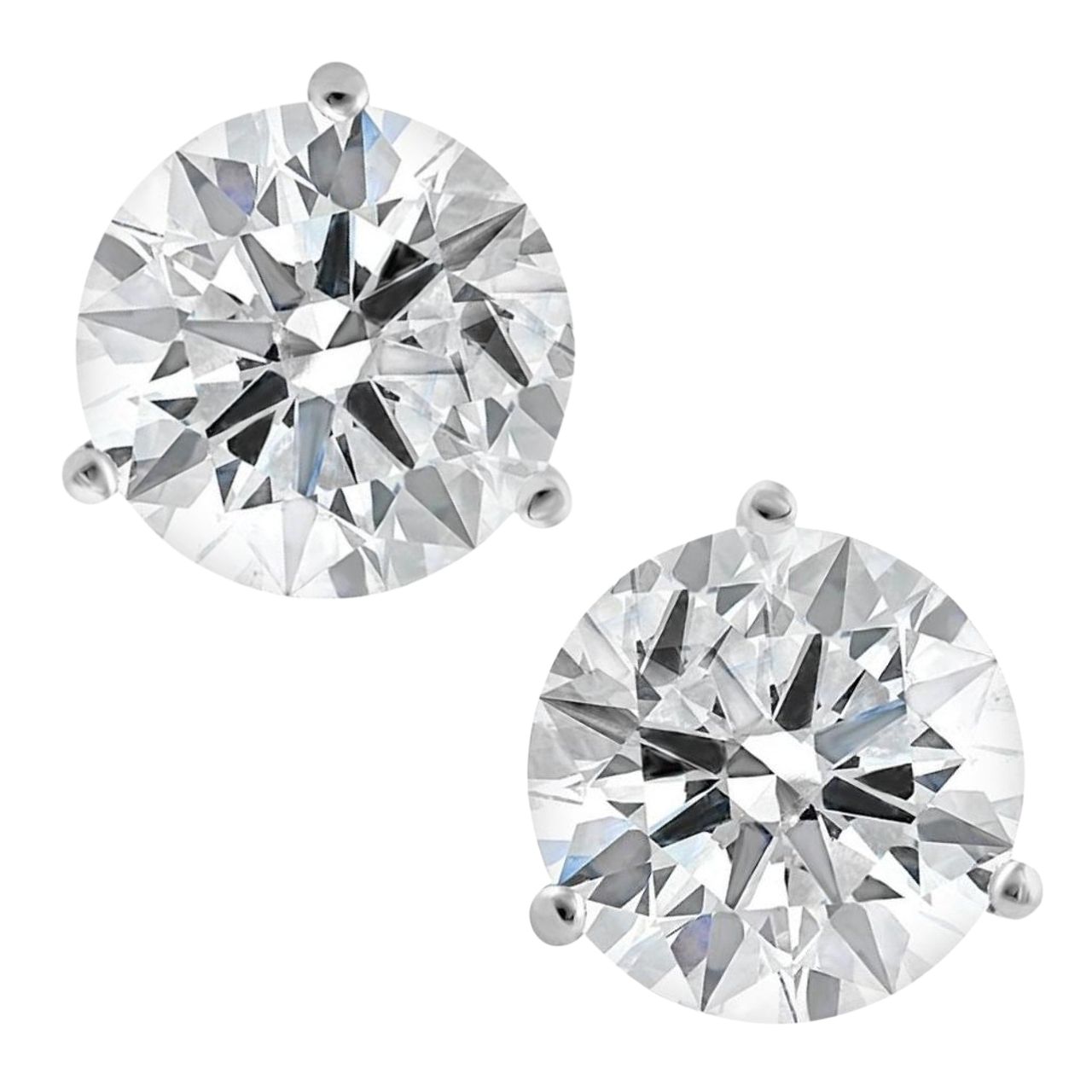 115 Carat Fine Labgrown Diamond Stud Earrings set in White Gold Silver k white gold