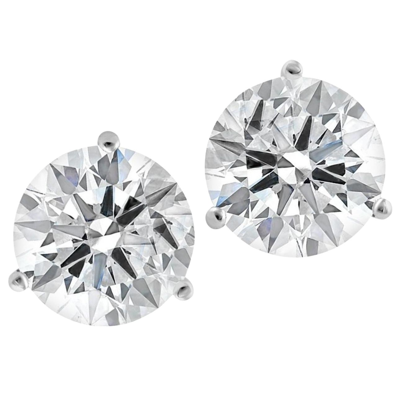 115 Carat Fine Labgrown Diamond Stud Earrings set in White Gold Silver k white gold