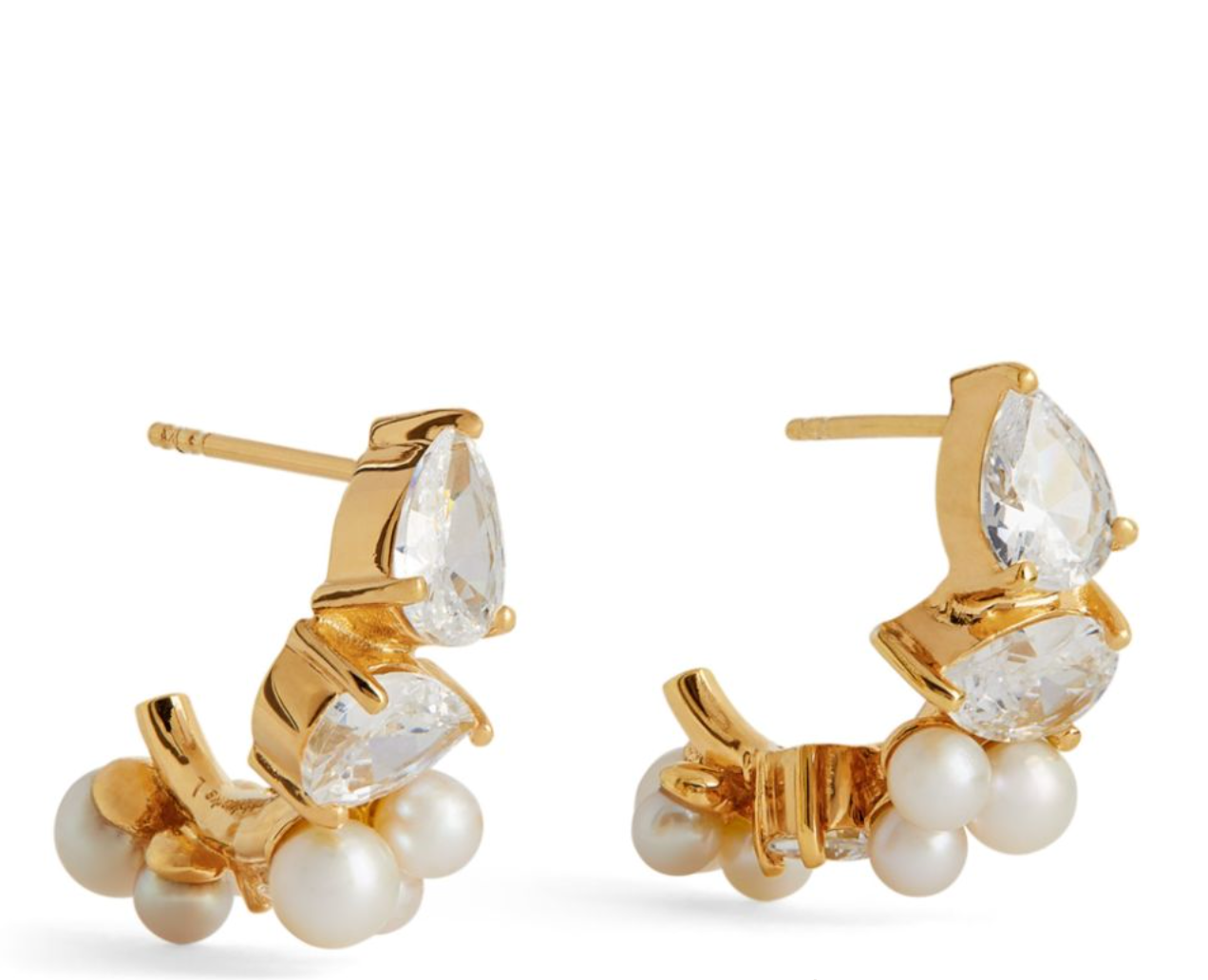 Completedworks Gold Vermeil Zirconia and Pearl Chasing Shadows Earrings silver plated