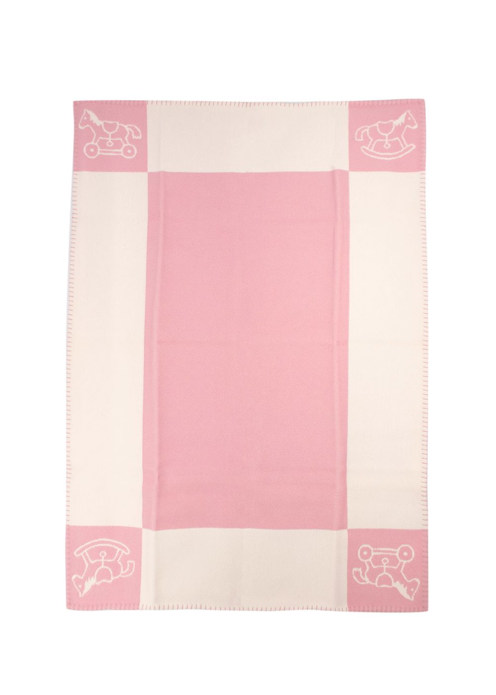 Men's Hermes Pink Wool and Cashmere Adada Avalon Baby Blanket pink ivory other