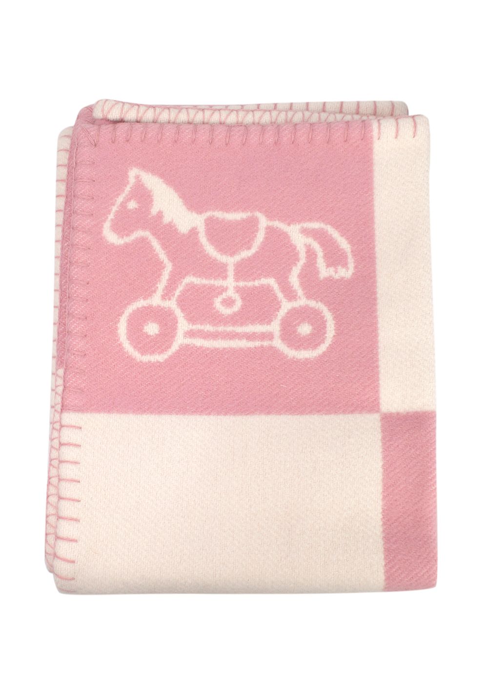 Men's Hermes Pink Wool and Cashmere Adada Avalon Baby Blanket pink ivory other